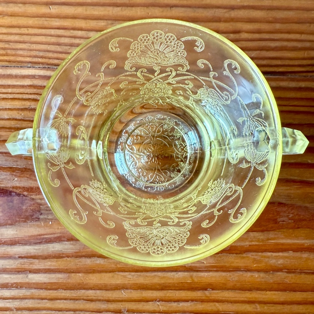 Hazel Atlas Florentine Yellow Depression Glass | Creamer & Sugar Bowl Set - Picture 5 of 12